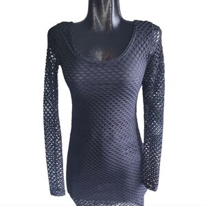 Sentimental New York black mesh eyelet bodycon dress Sz.M
